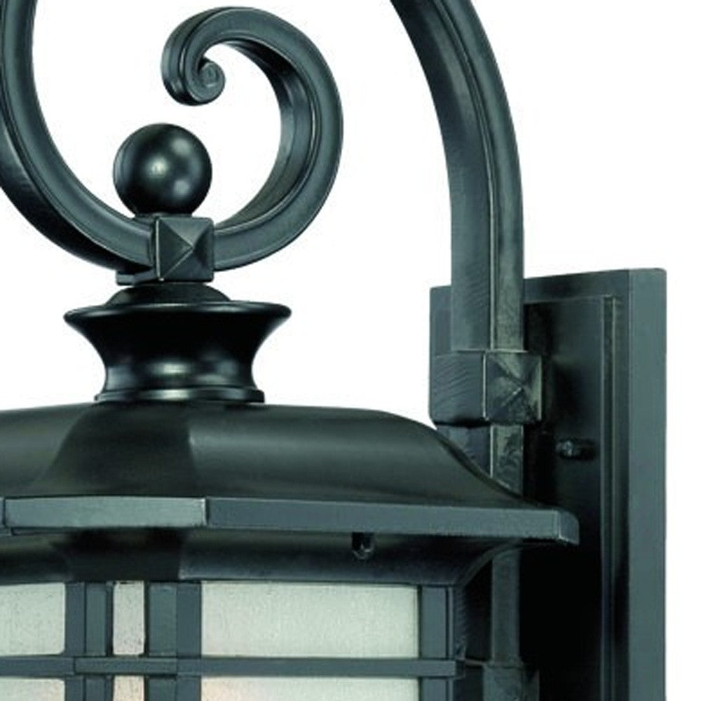 XL Matte Black Frosted Linen Glass Lantern Wall Light-Outdoor Lighting-DECOROLALA