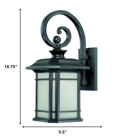 XL Matte Black Frosted Linen Glass Lantern Wall Light-Outdoor Lighting-DECOROLALA