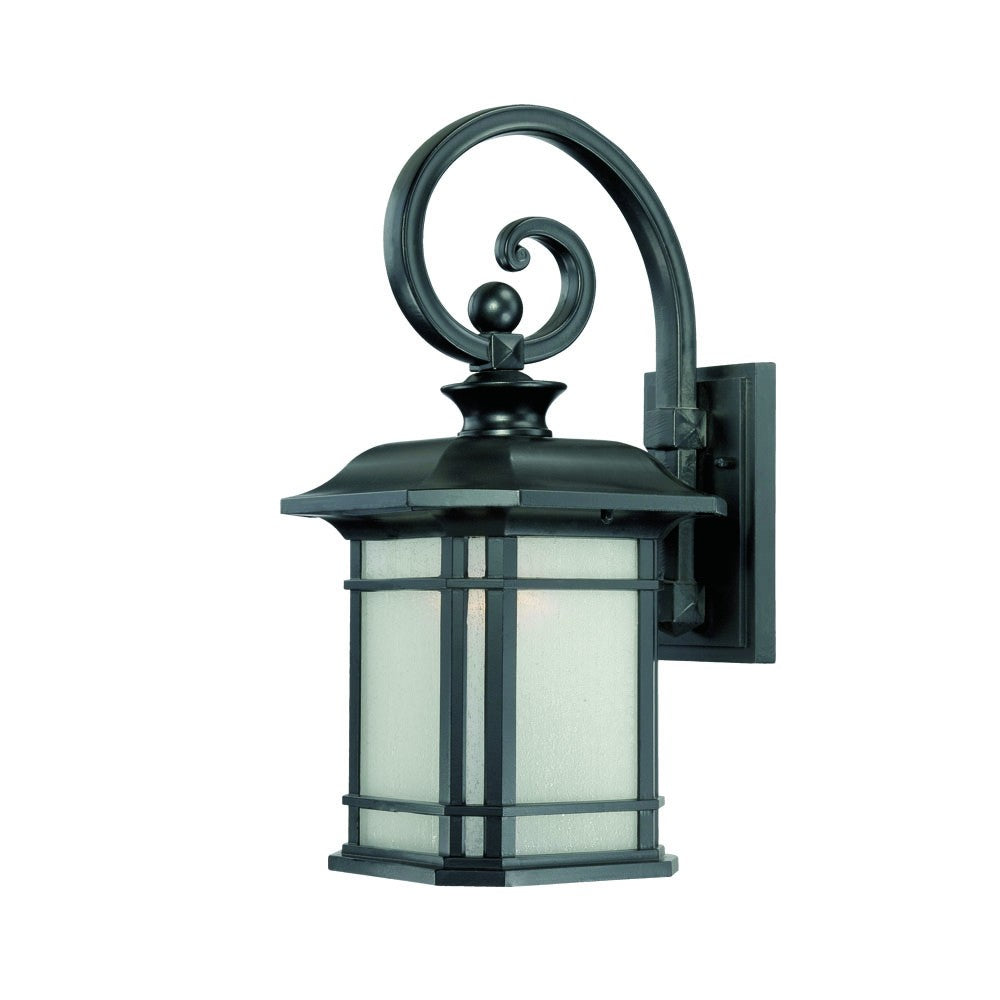 XL Matte Black Frosted Linen Glass Lantern Wall Light-Outdoor Lighting-DECOROLALA