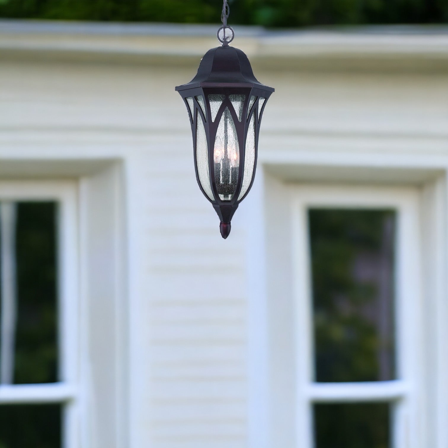 XL Matte Black Geometric Glass Hanging Light-Outdoor Lighting-DECOROLALA