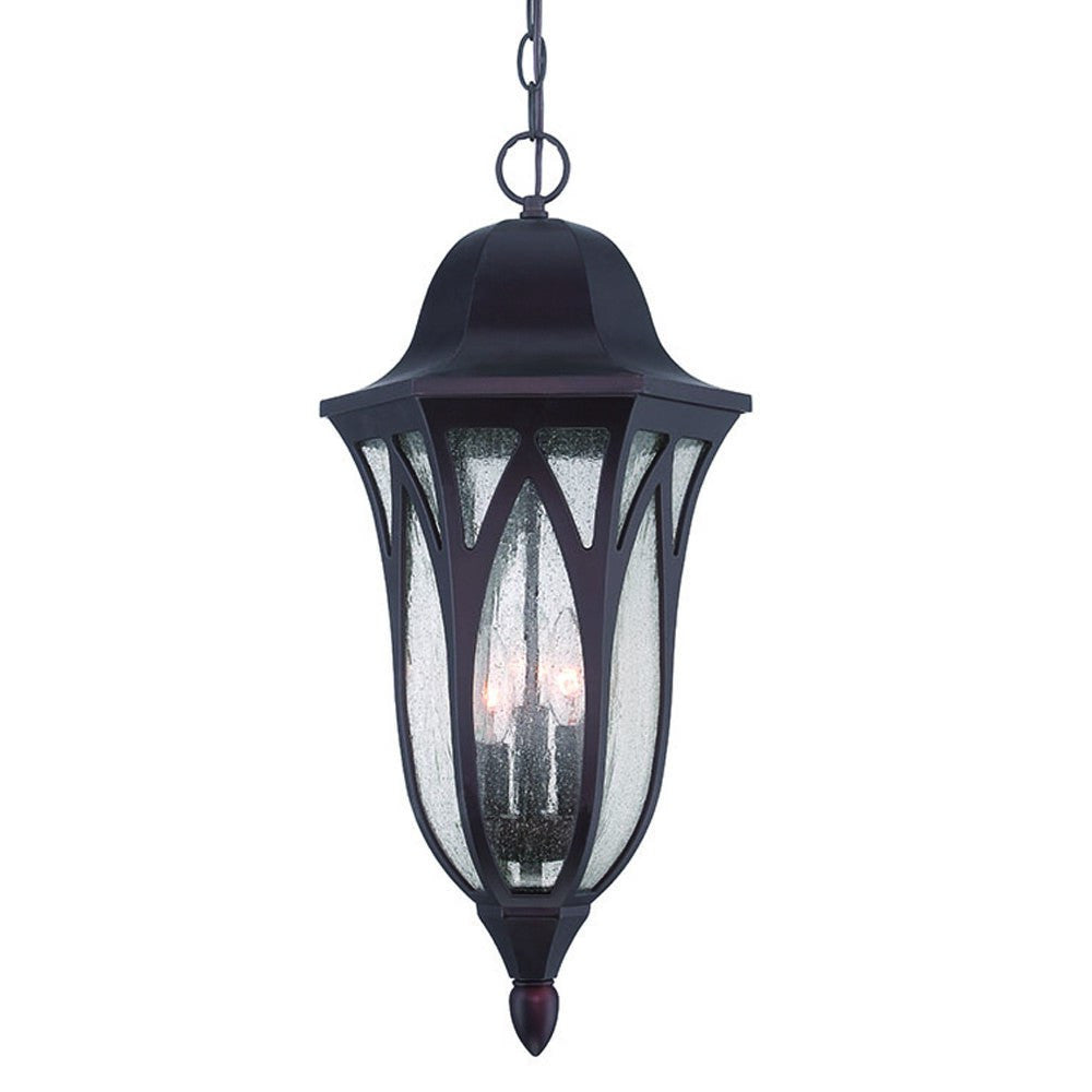 XL Matte Black Geometric Glass Hanging Light-Outdoor Lighting-DECOROLALA