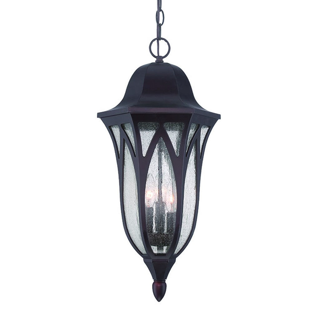 XL Matte Black Geometric Glass Hanging Light-Outdoor Lighting-DECOROLALA