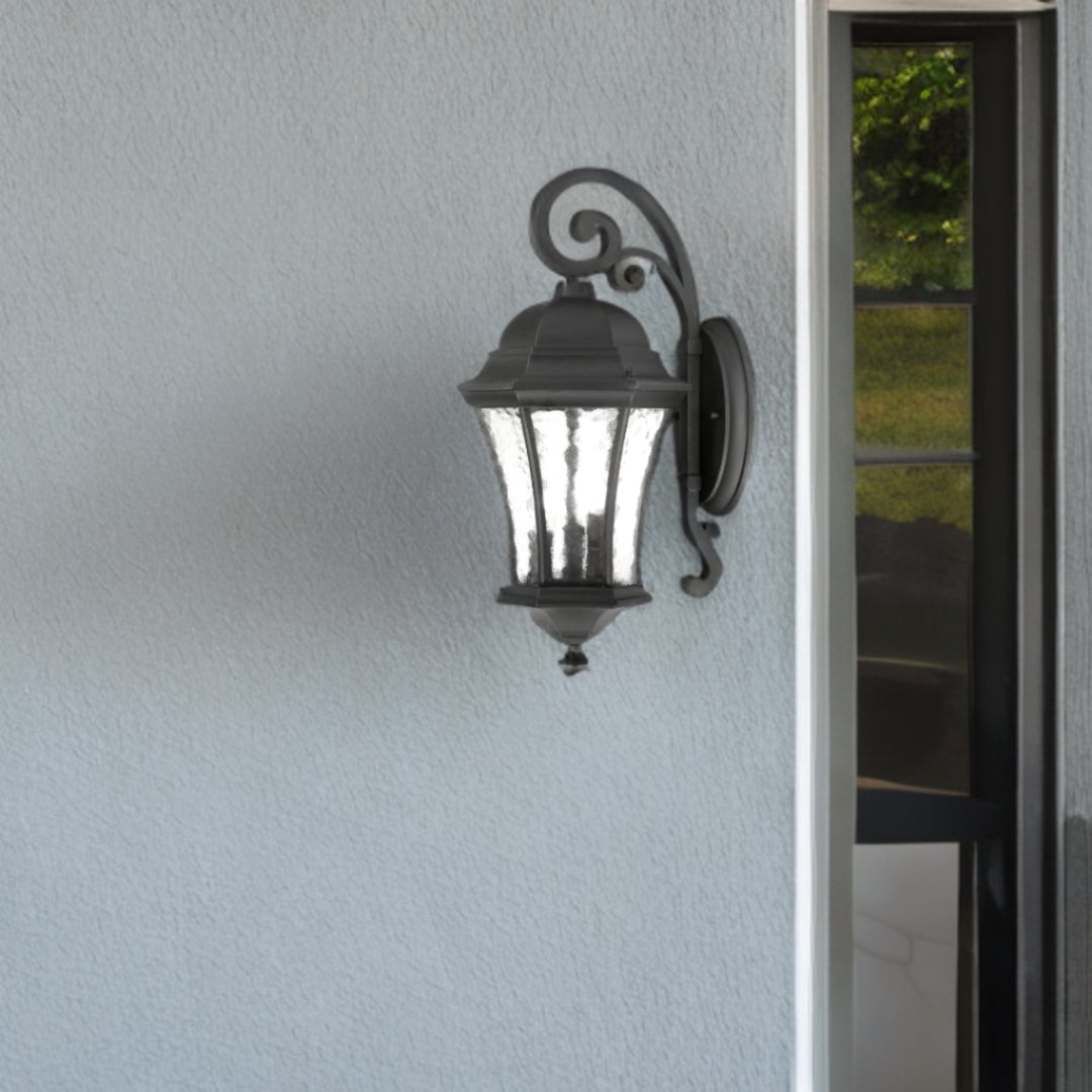 XL Matte Black Tapered Hanging Lantern Wall Light-Outdoor Lighting-DECOROLALA