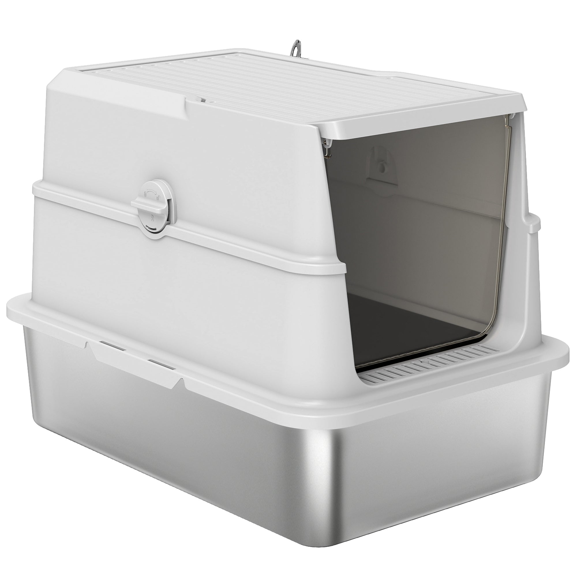 XL Stainless Steel Cat Litter Box for Big Cats with Flip Top, Scoop, Easy Clean & No Odors, Non-Sticky-Cats-DECOROLALA