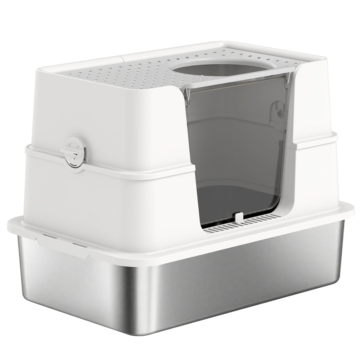 XL Stainless Steel Enclosed Cat Litter Box with Flip Top & Scoop-Cats-DECOROLALA