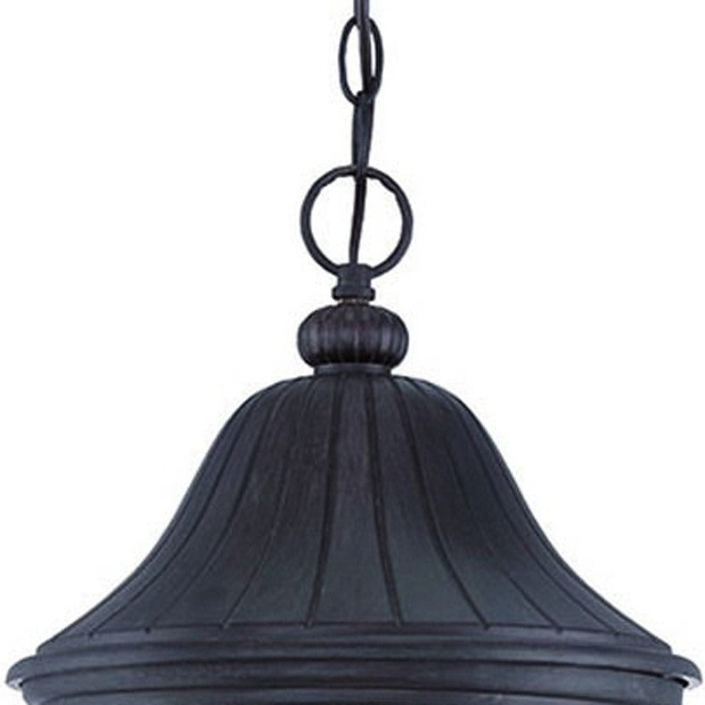 XL Three Light Matte Black Leaf Detail Hanging Light-Chandeliers-DECOROLALA