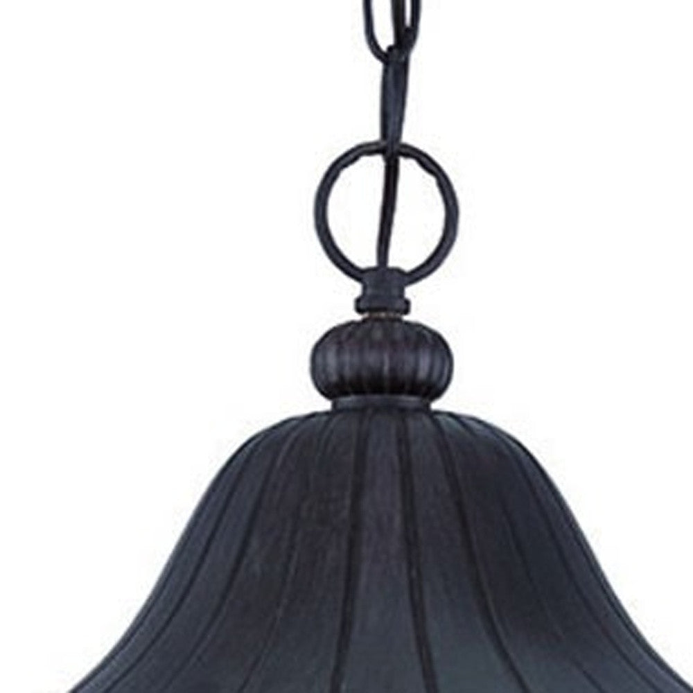 XL Three Light Matte Black Leaf Detail Hanging Light-Chandeliers-DECOROLALA