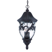XL Three Light Matte Black Leaf Detail Hanging Light-Chandeliers-DECOROLALA