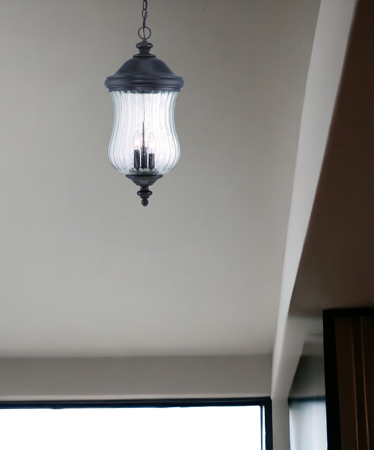 XL Three Light Matte Black Urn Shaped Hanging Light-Chandeliers-DECOROLALA