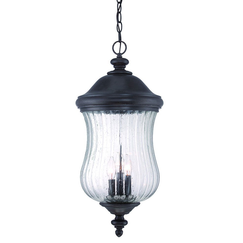 XL Three Light Matte Black Urn Shaped Hanging Light-Chandeliers-DECOROLALA