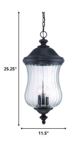 XL Three Light Matte Black Urn Shaped Hanging Light-Chandeliers-DECOROLALA
