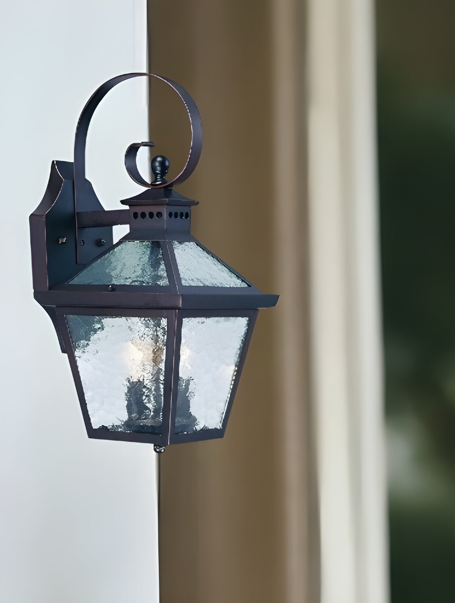 XL Two Antique Bronze Black Hammered Glass Wall Light-Outdoor Lighting-DECOROLALA