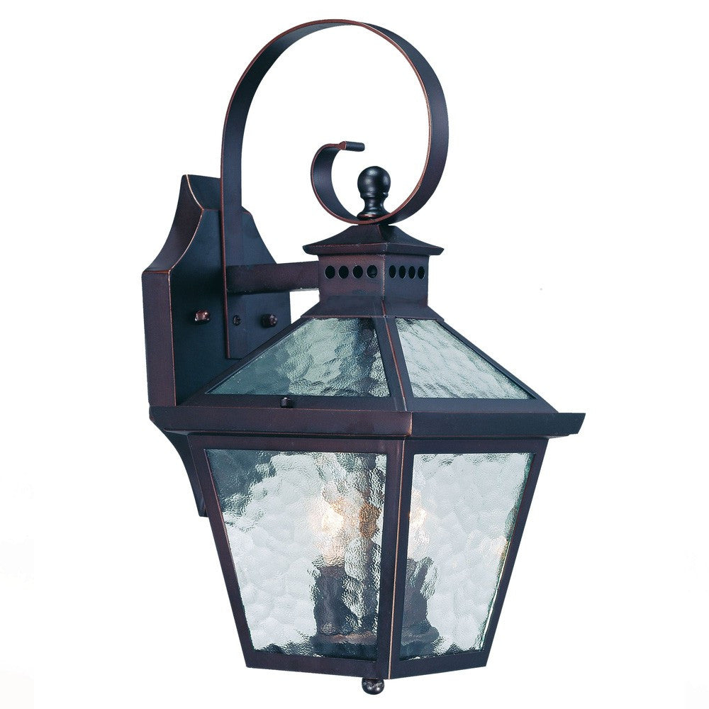 XL Two Antique Bronze Black Hammered Glass Wall Light-Outdoor Lighting-DECOROLALA