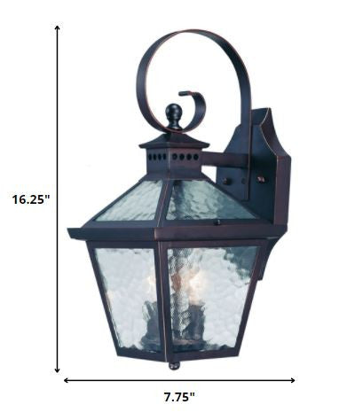 XL Two Antique Bronze Black Hammered Glass Wall Light-Outdoor Lighting-DECOROLALA