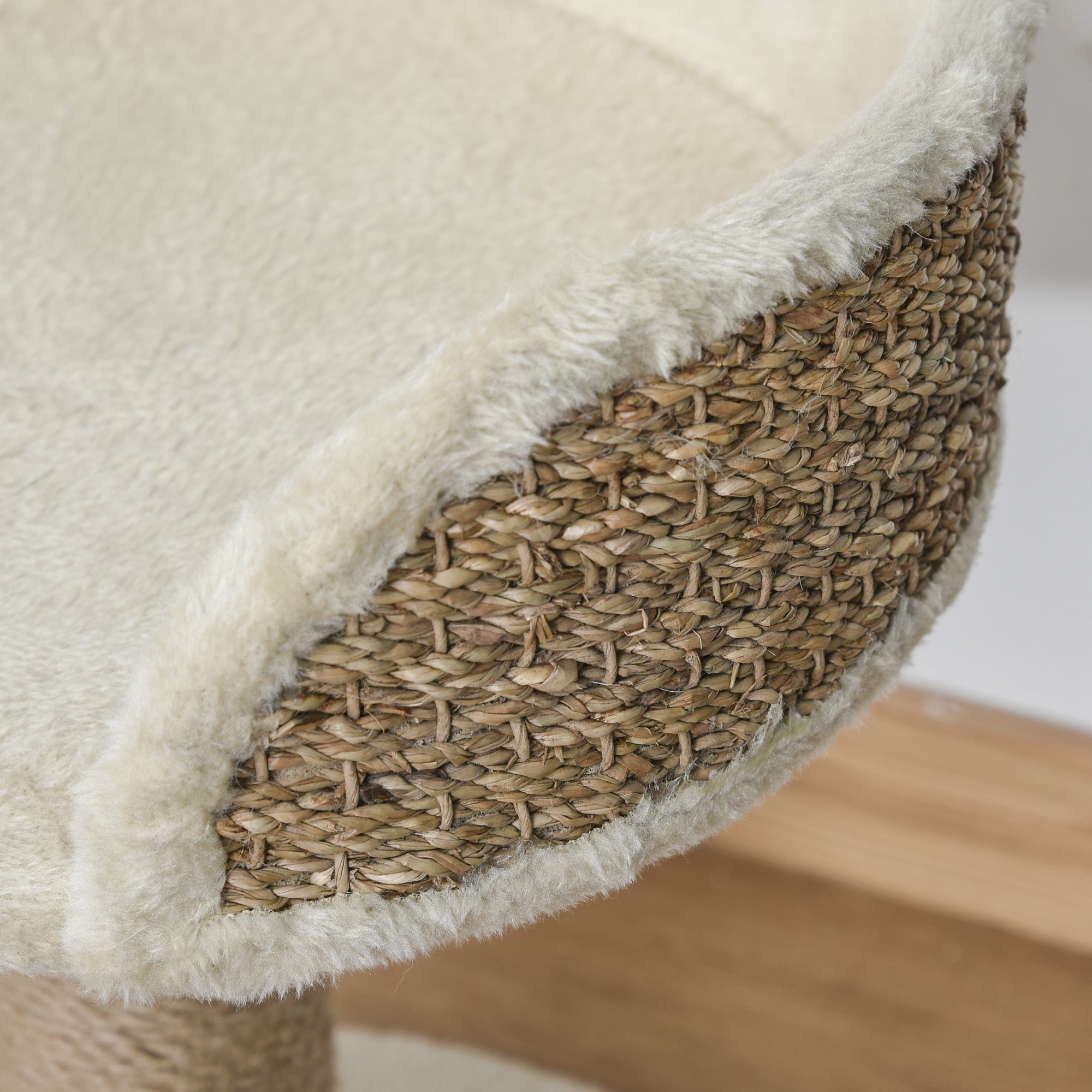 Cat Tree with Scratching Post, Toy Ball, Perch, Small Cat Tower for Indoor Cats - 16" x 16" x 19", Beige