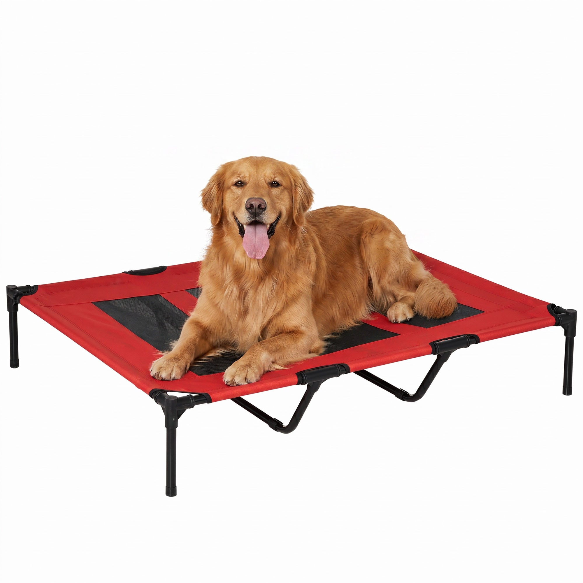 Elevated Dog Bed, Raised Dog Cot for XL Sized Dogs, Indoor & Outdoor, 48" x 36" x 9", Red