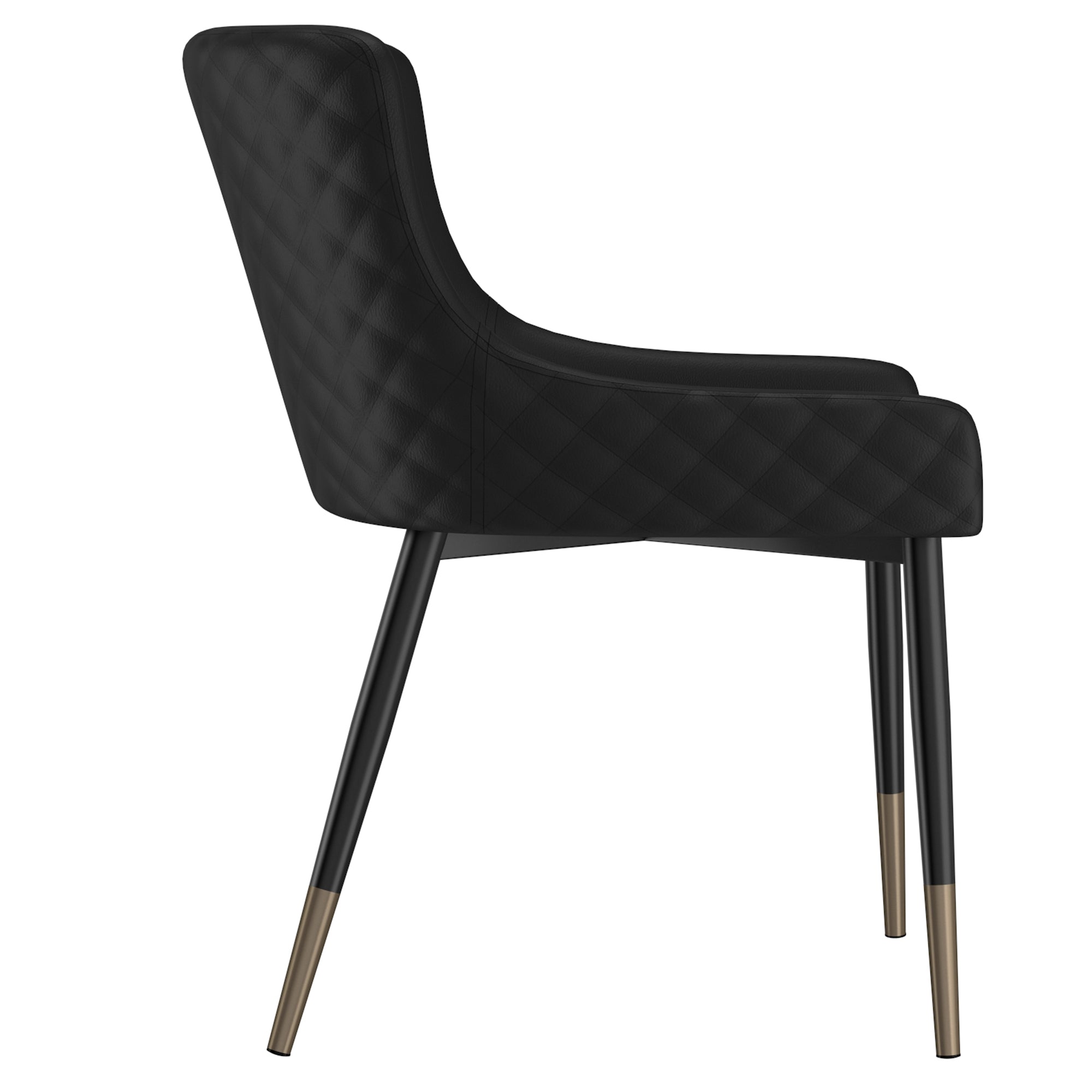 Xander Mid-Century Dining Side Chair - Black Tufted Metal Legs-DECOROLALA