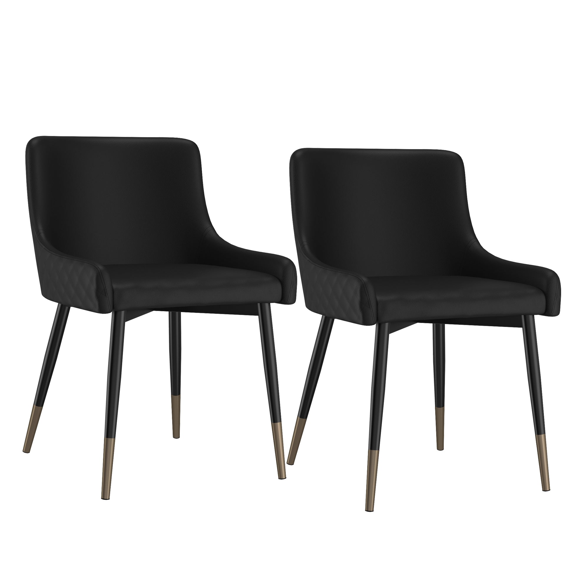 Xander Mid-Century Dining Side Chair - Black Tufted Metal Legs-DECOROLALA
