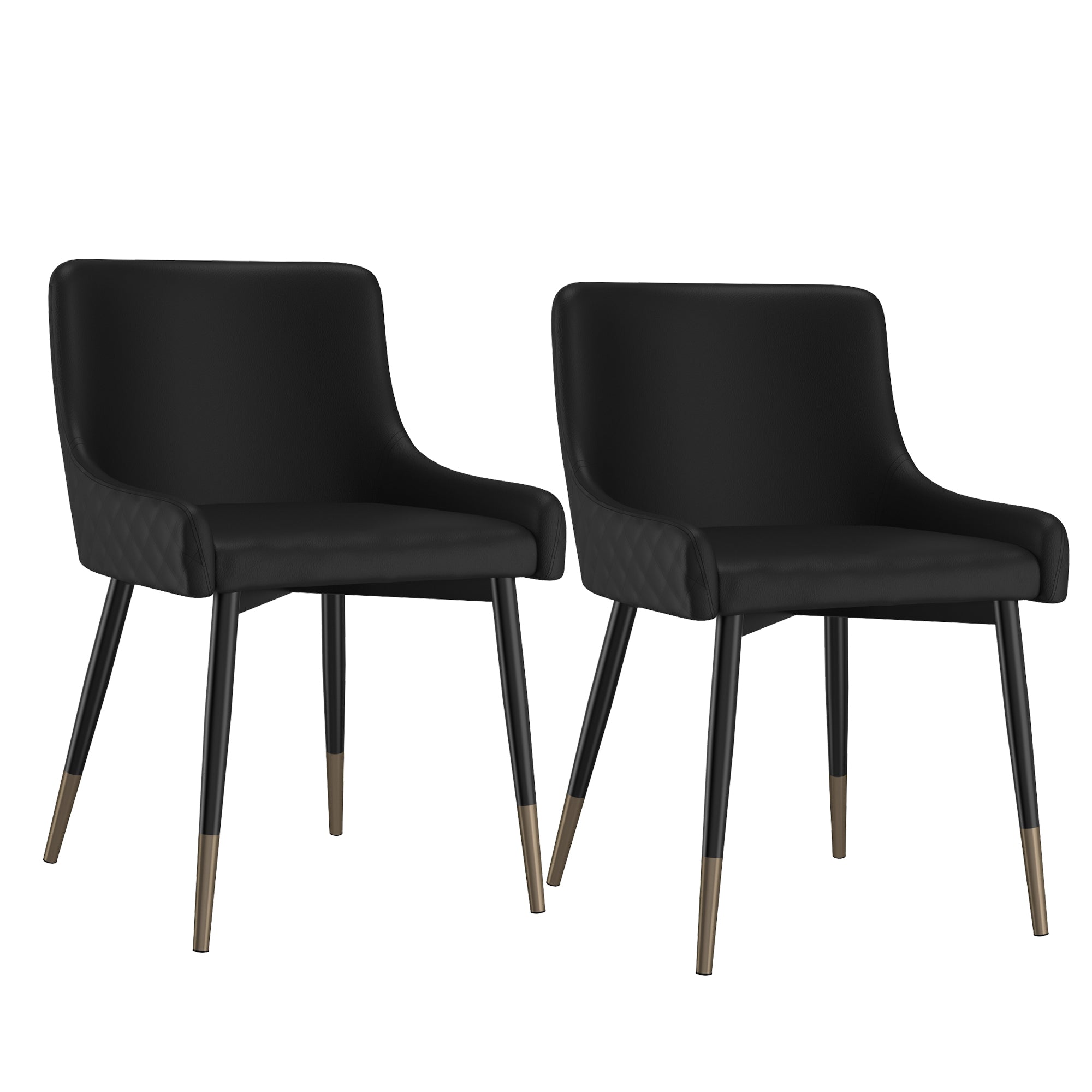 Xander Mid-Century Dining Side Chair - Black Tufted Metal Legs-DECOROLALA
