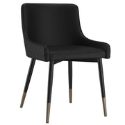 Xander Mid-Century Dining Side Chair - Black Tufted Metal Legs-DECOROLALA