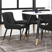 Xander Mid-Century Dining Side Chair - Black Tufted Metal Legs-DECOROLALA