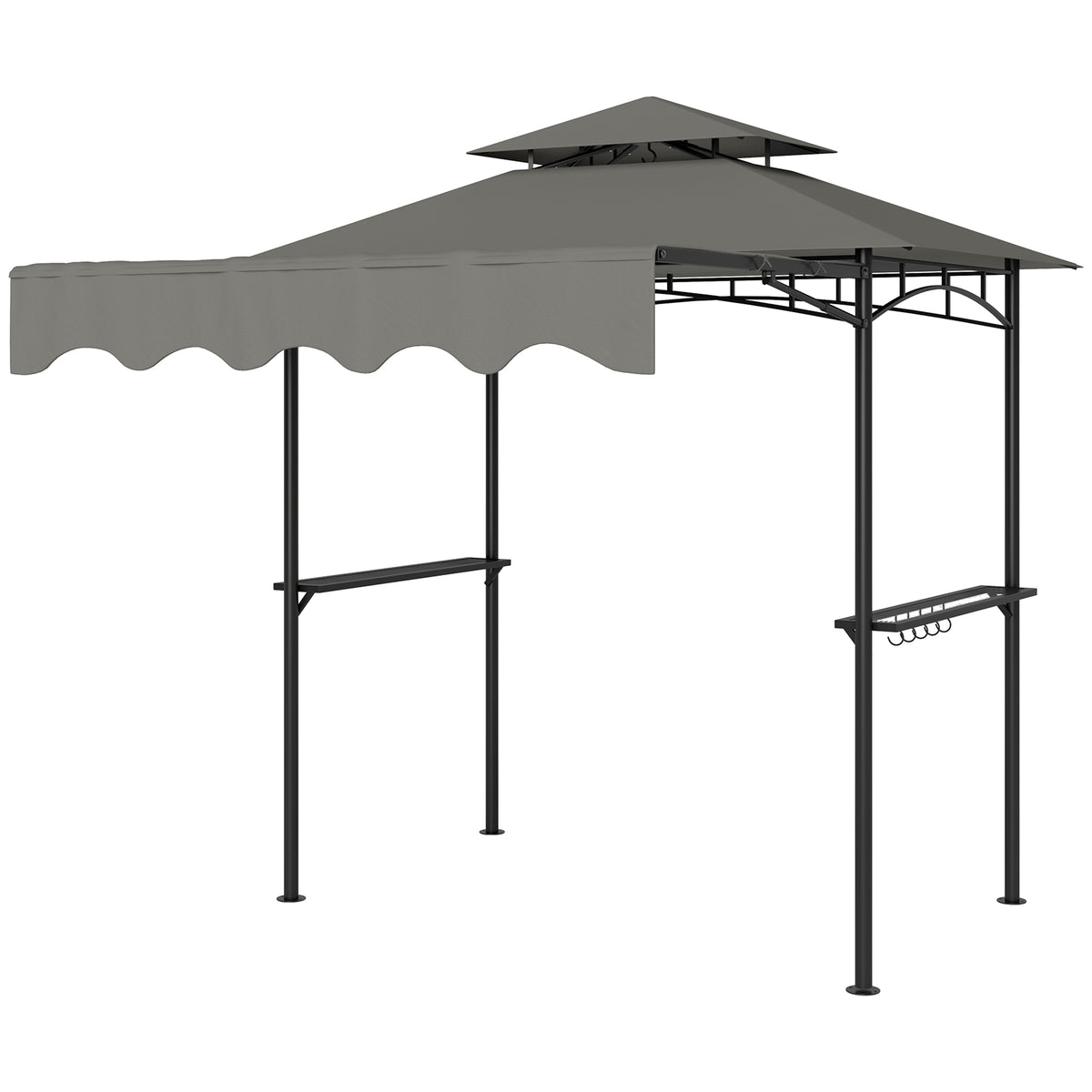 8' x 7.6' Grill Gazebo with Side Awning - Light Grey