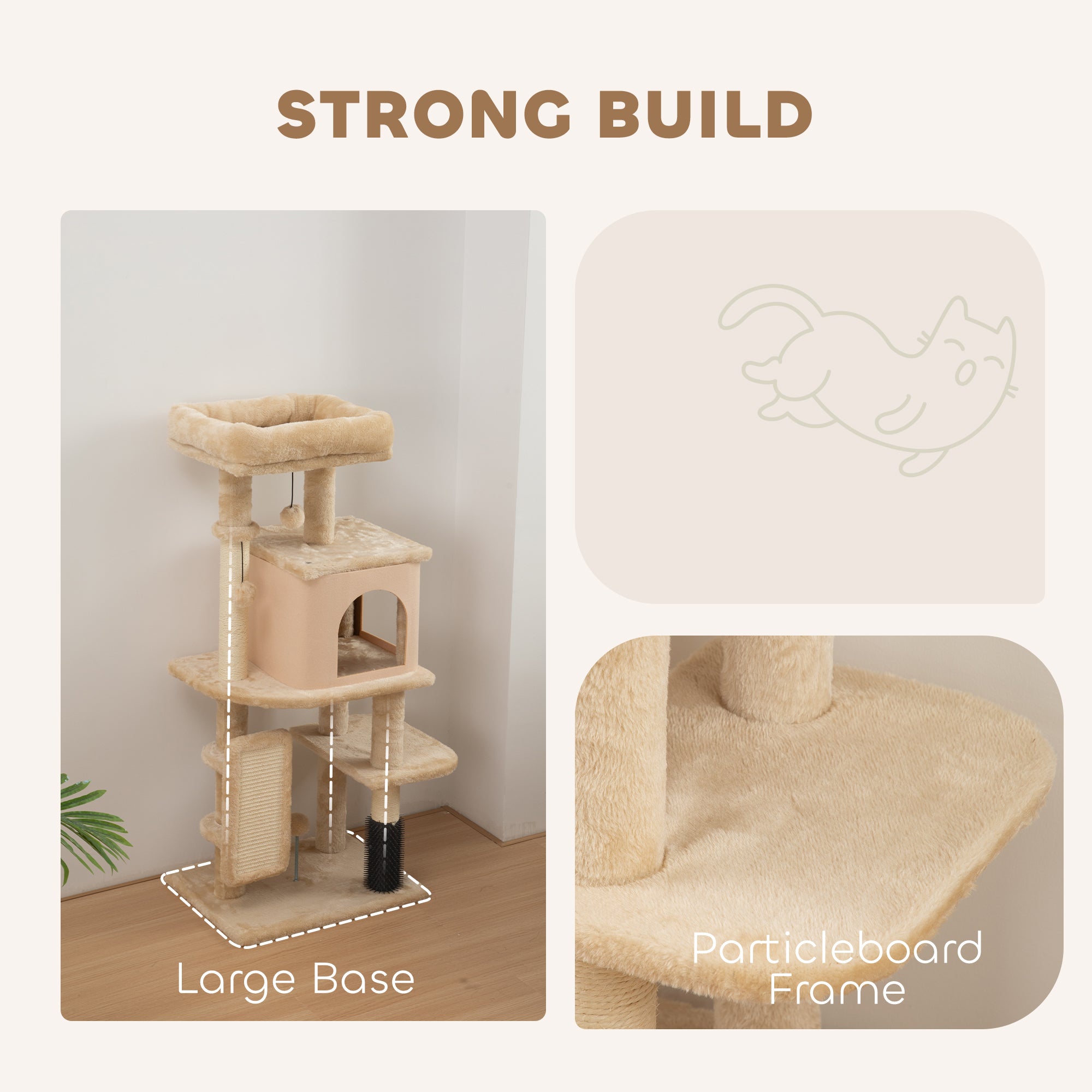 41 Inch Cat Tree with Scratching Posts, Cat Bed, Condo, Grooming Brush, Jumping Platforms, Toy Balls, Anti-tip Kit