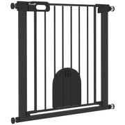 30"-32" Extra Wide Pet Gate Barrier with Small Door, 30"H Dog Gate with Safety Gate Barrier, Stair Pressure Fit, Black