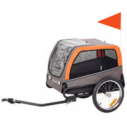 Dog Bike Trailer, Pet Cart Wagon Cart Carrier Attachment for Travel with 2 Doors, Large Wheels, Safety Flag