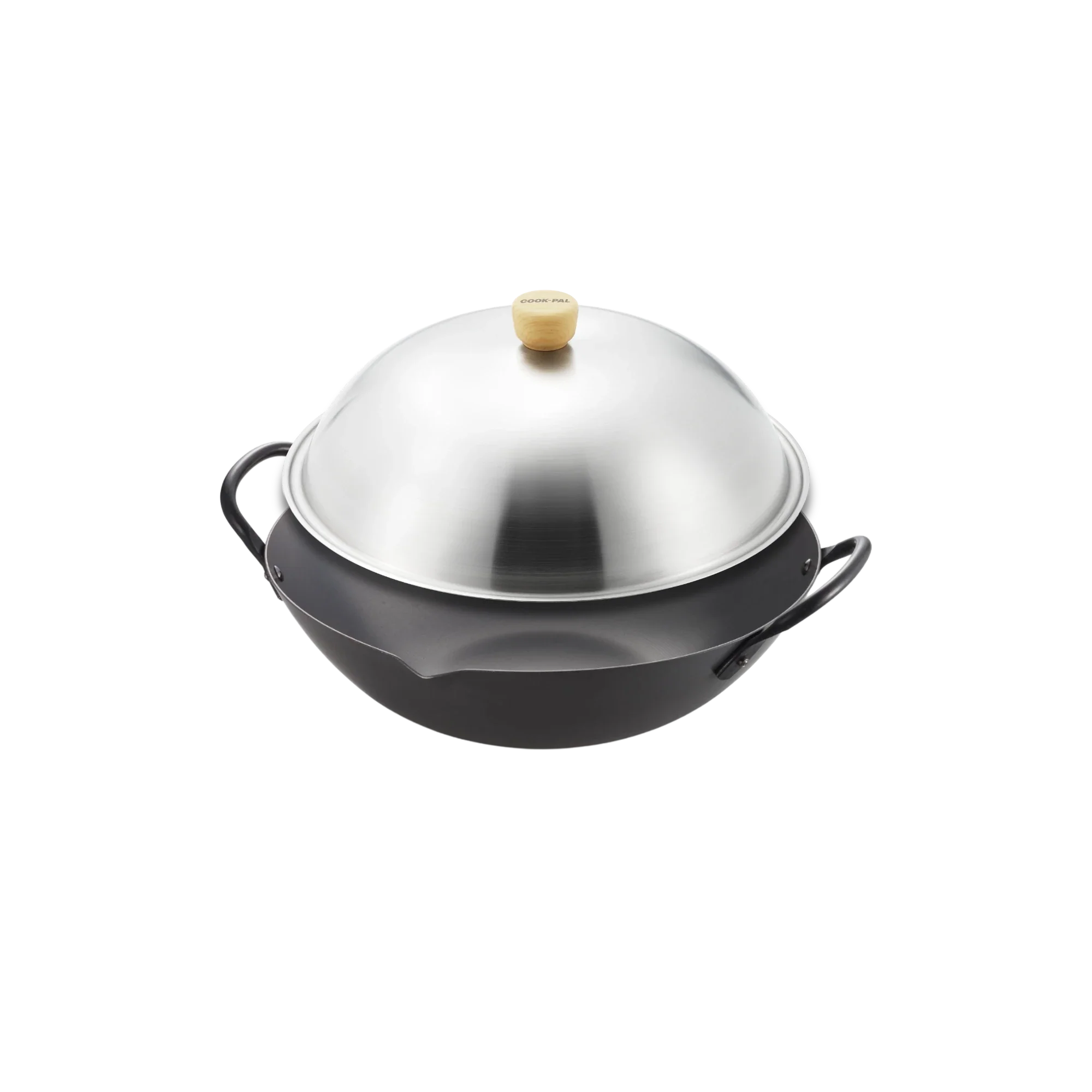 Yoshikawa Cook-Pal Ren 36cm Guangdong Wok with Stainless Steel Lid – Hand-Forged in Japan-0
