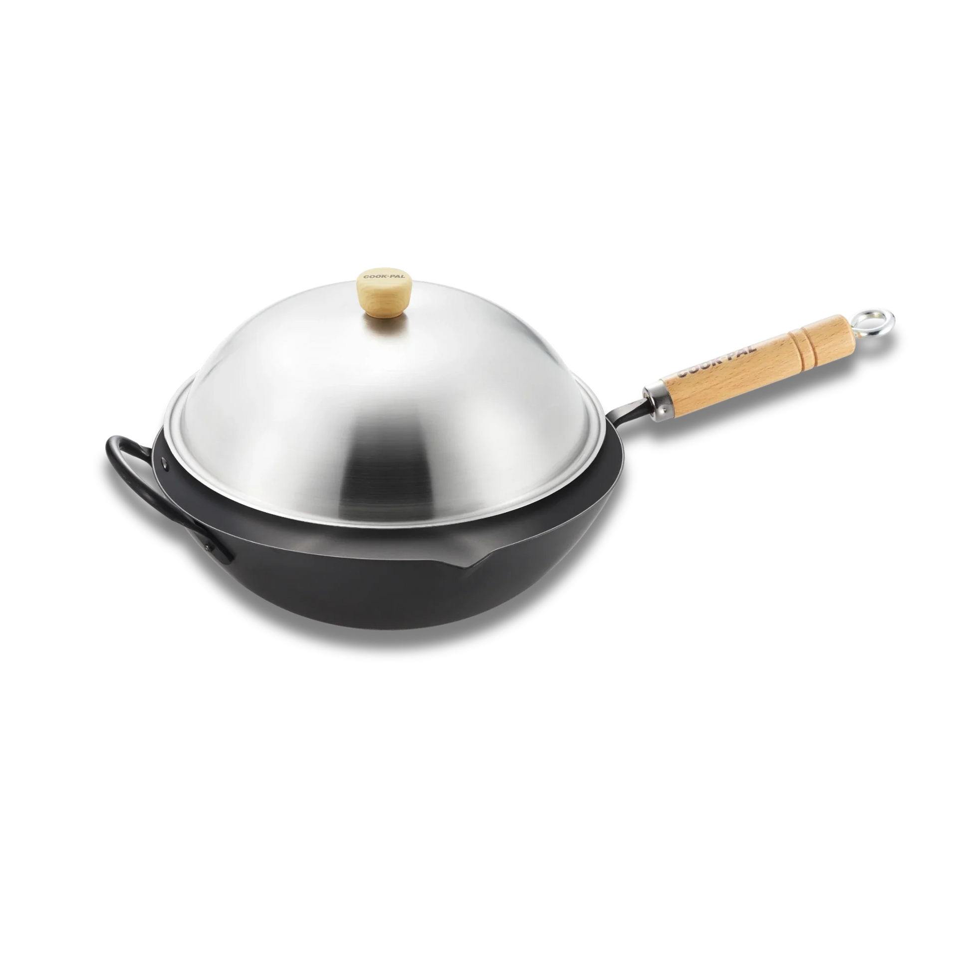 Yoshikawa 36cm Carbon Steel Wok with Stainless Steel Lid – Made in Japan-0