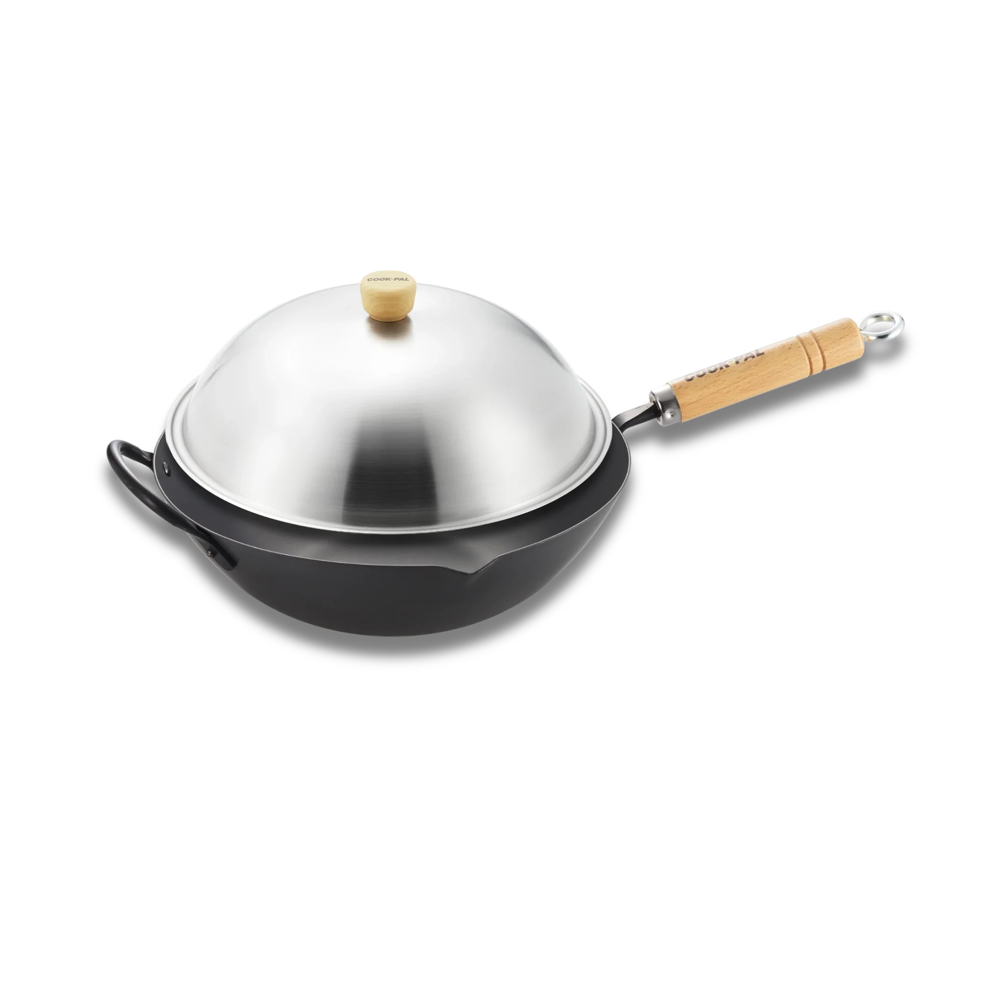 Yoshikawa 36cm Carbon Steel Wok with Stainless Steel Lid – Made in Japan-0