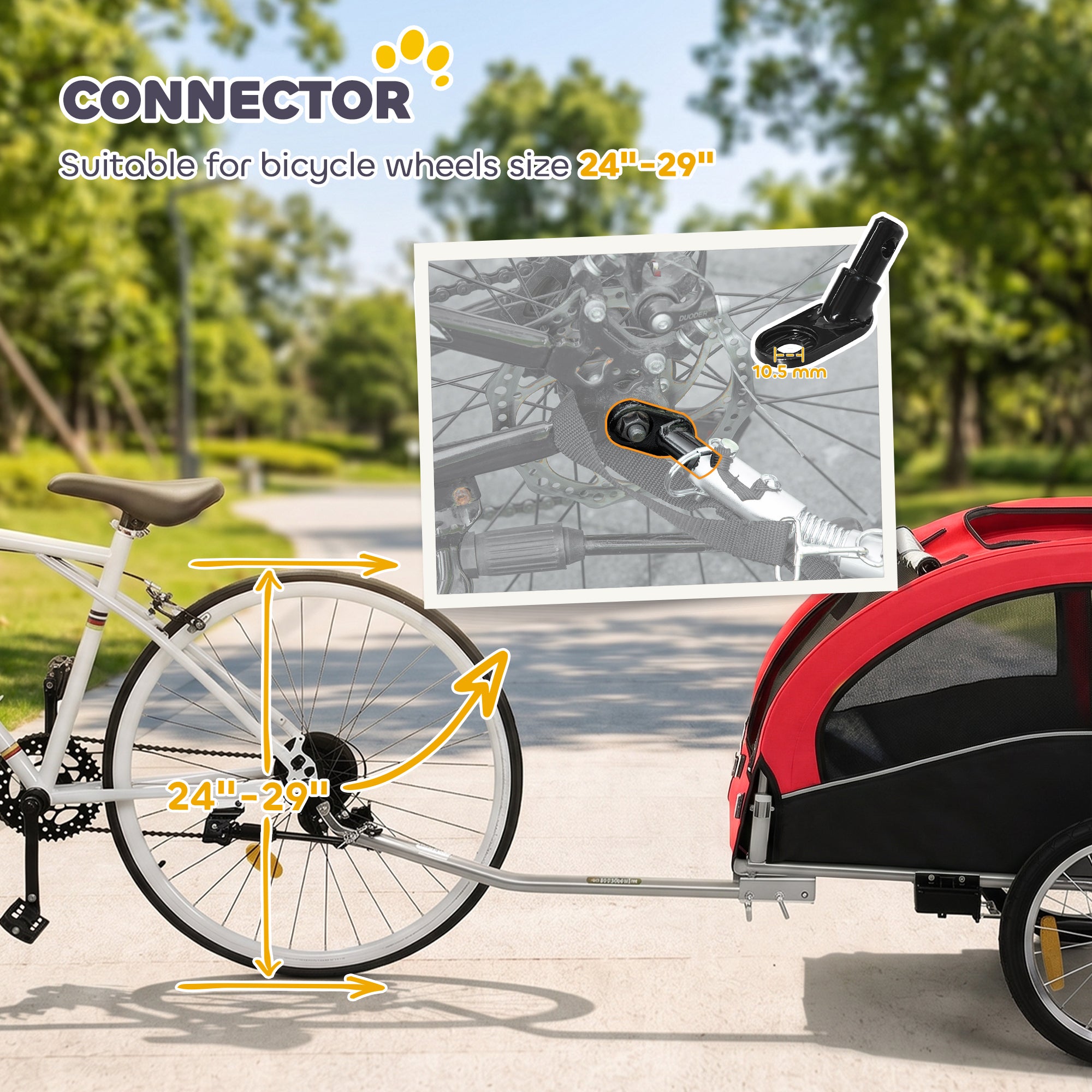 Aosom 2 in 1 Dog Bike Trailer, Foldable Pet Stroller, Dog Bicycle Trailer with Suspension, Universal Bicycle Coupler, Red