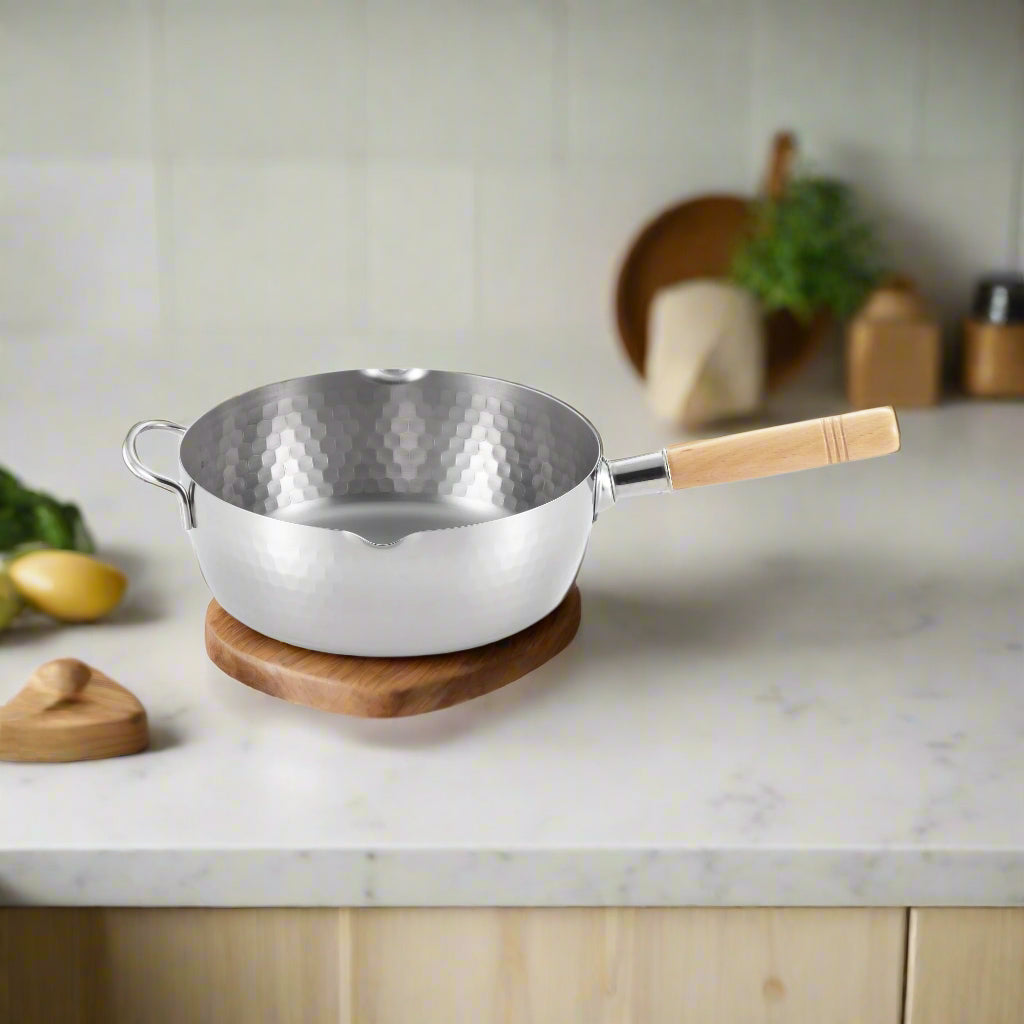 Yoshikawa Yukihira 24 cm Pot Stainless Steel | 3.6 L with Wooden Handle-1