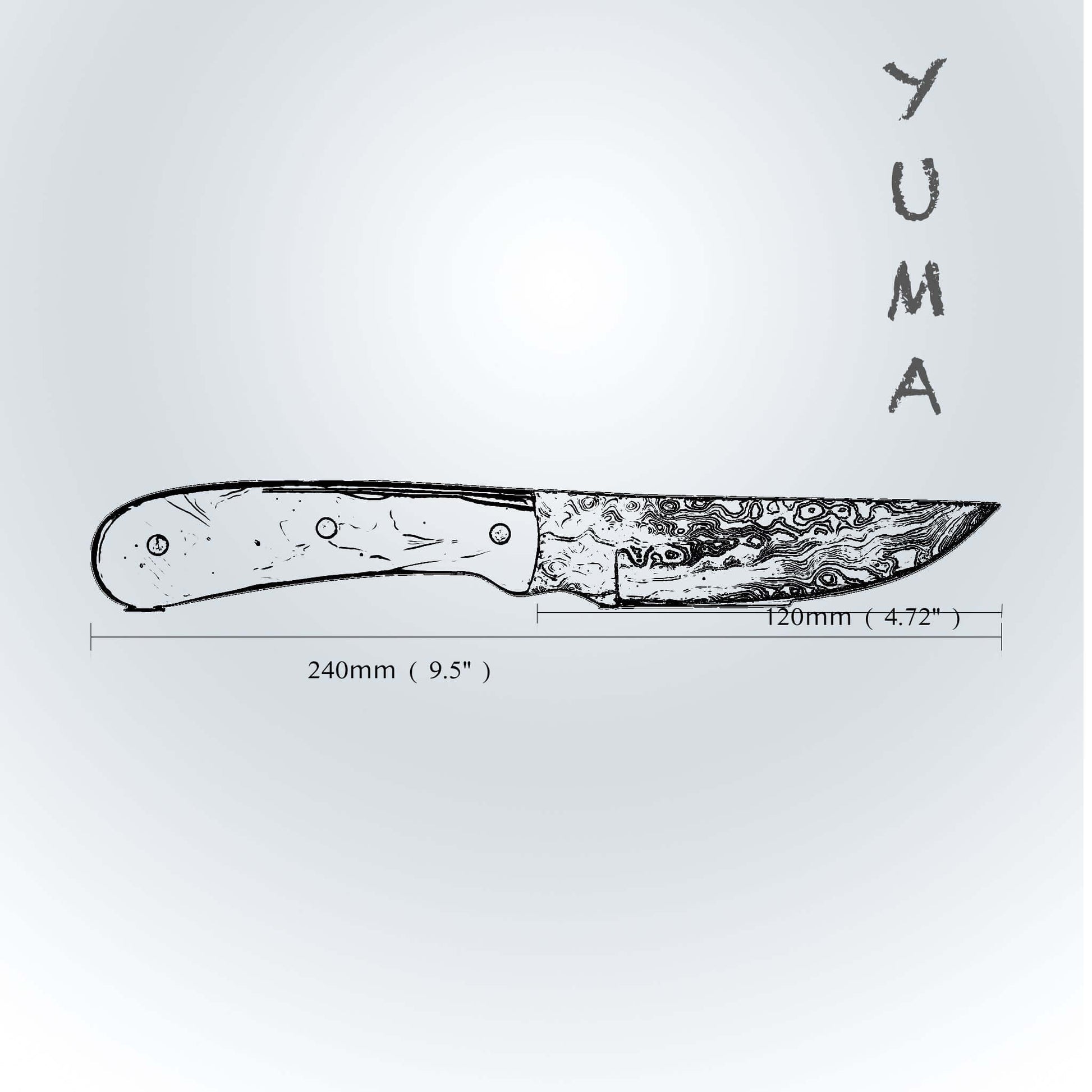 YUMA Damascus Steel Skinner Knife 5 inch blade with Original Cow leather sheath-Skinner Knife-DECOROLALA