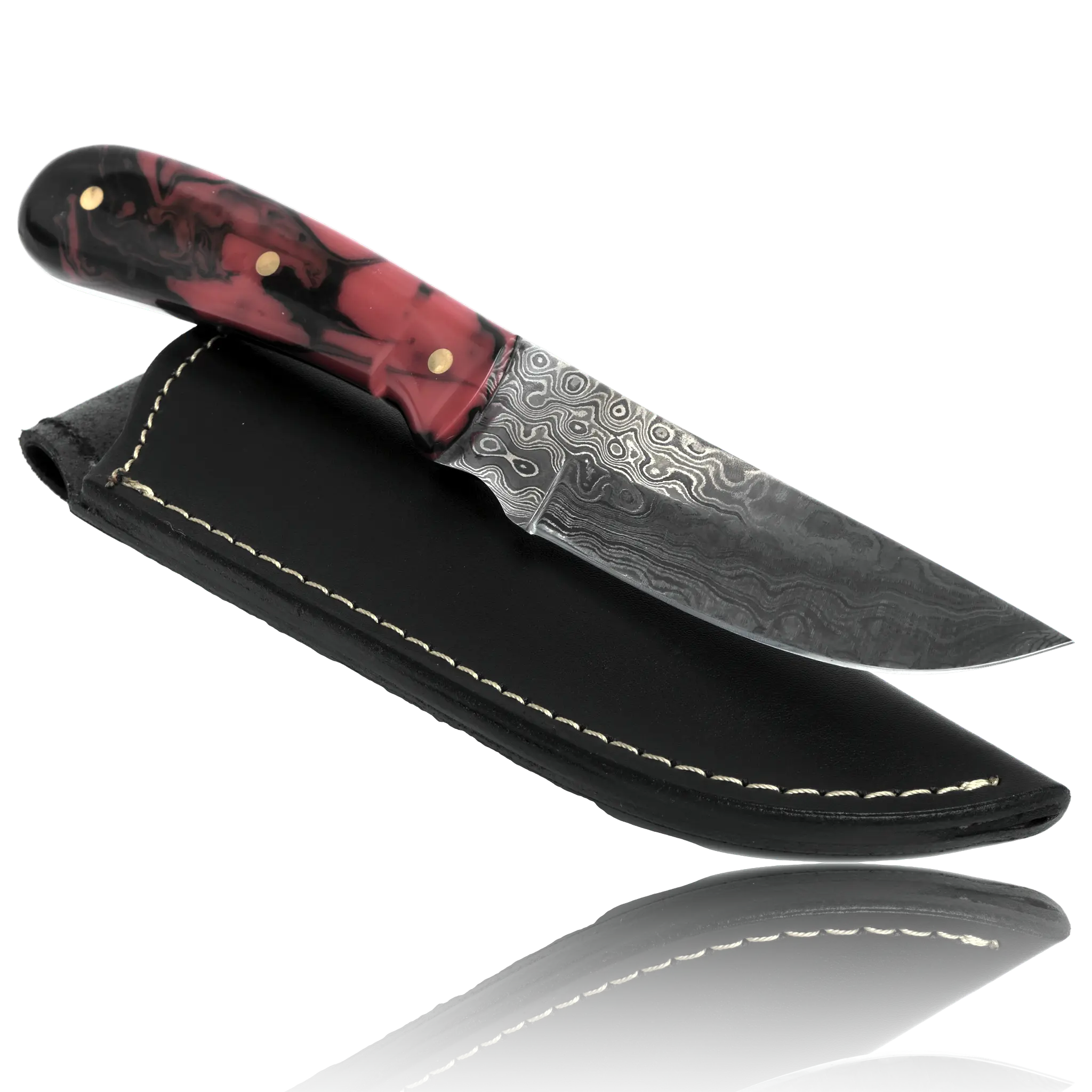 YUMA Damascus Steel Skinner Knife 5 inch blade with Original Cow leather sheath-Skinner Knife-DECOROLALA