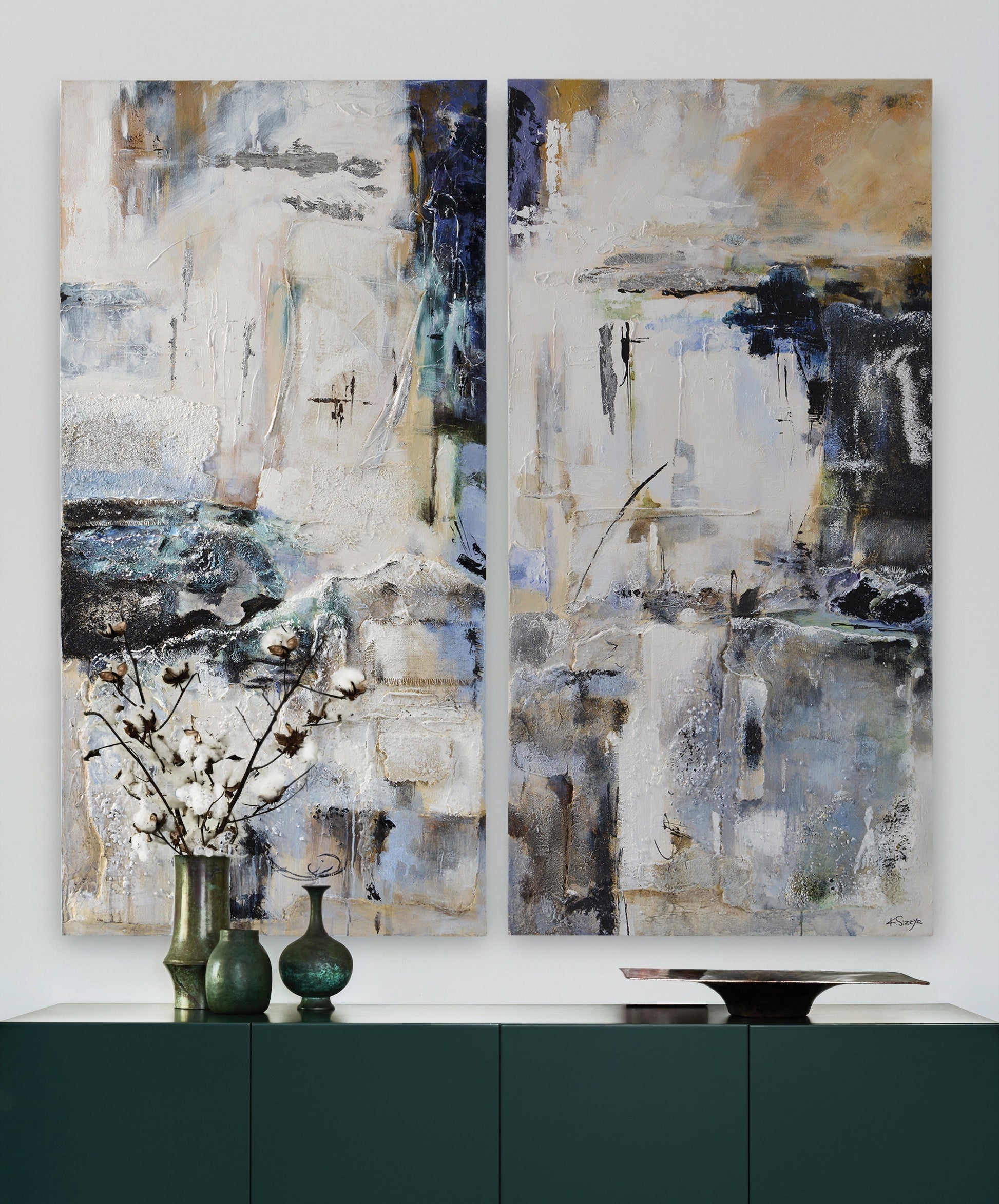 Yaffa 30" Wide Canvas Art, Grey-Canvas Art-DECOROLALA