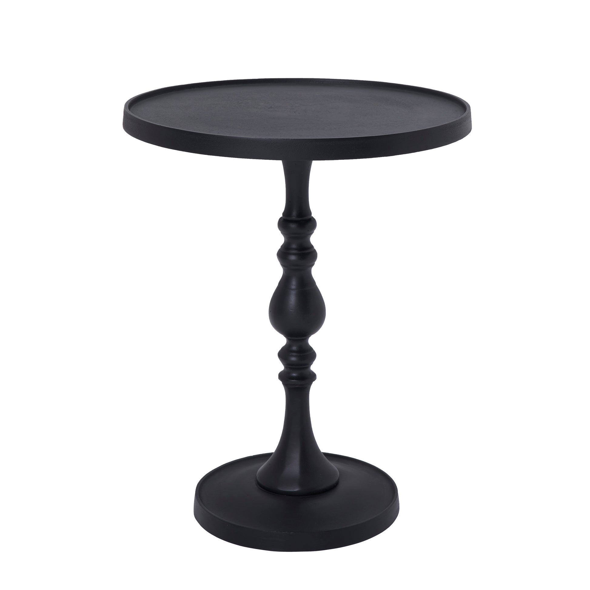 Yates Indoor Cast Aluminum Side Table, Matte Black-End Table-DECOROLALA