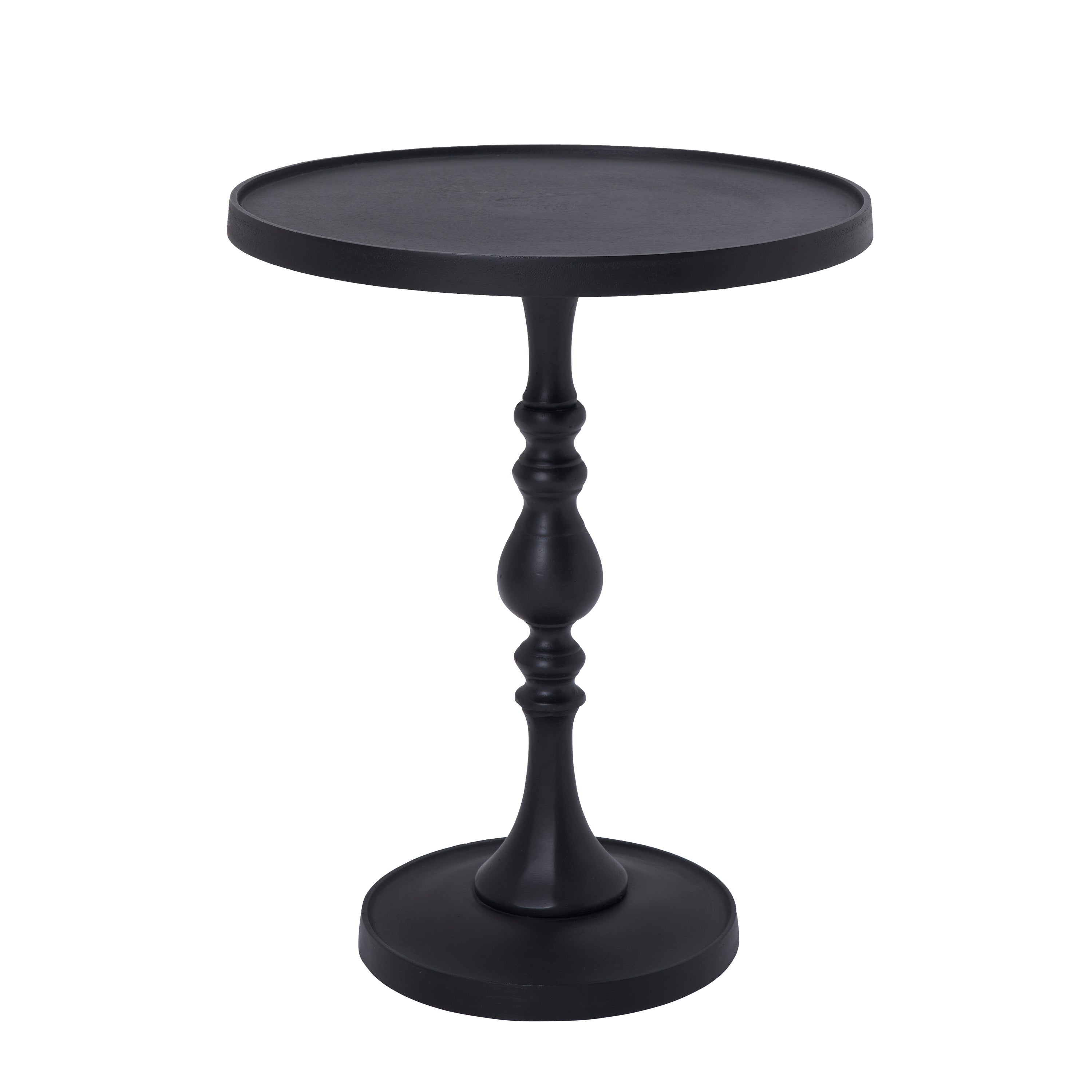 Yates Indoor Cast Aluminum Side Table, Matte Black-End Table-DECOROLALA