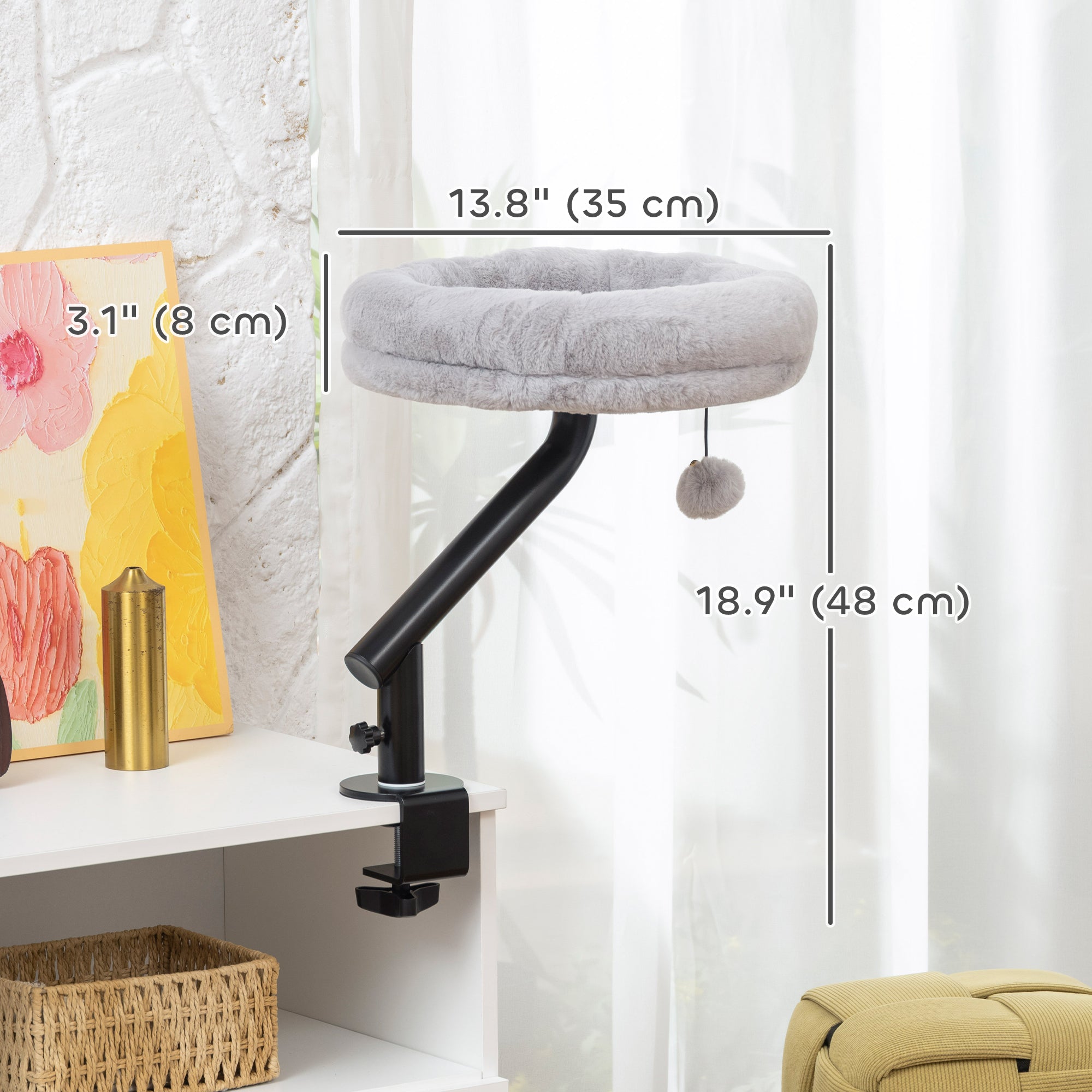 Cat Desk Bed 360° Rotatable Adjustable Height for Home Office Work Window