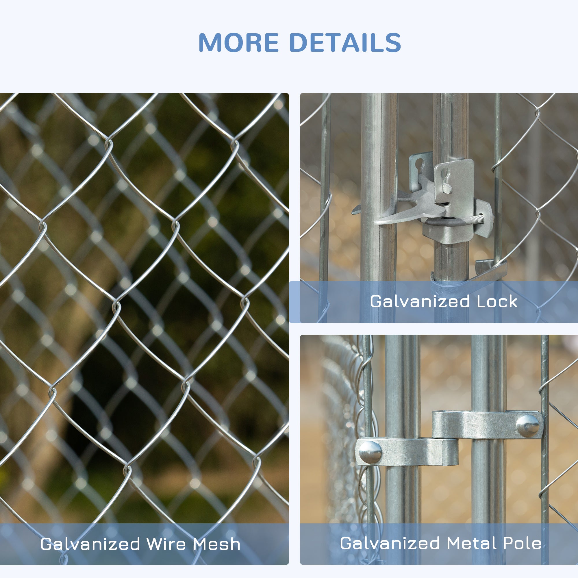 Parc de jeu extérieur pour chiens de 172.2 pi² avec structure en acier galvanisé, pour chiens de petite et moyenne taille, 13' L x 13' W x 5.9' H