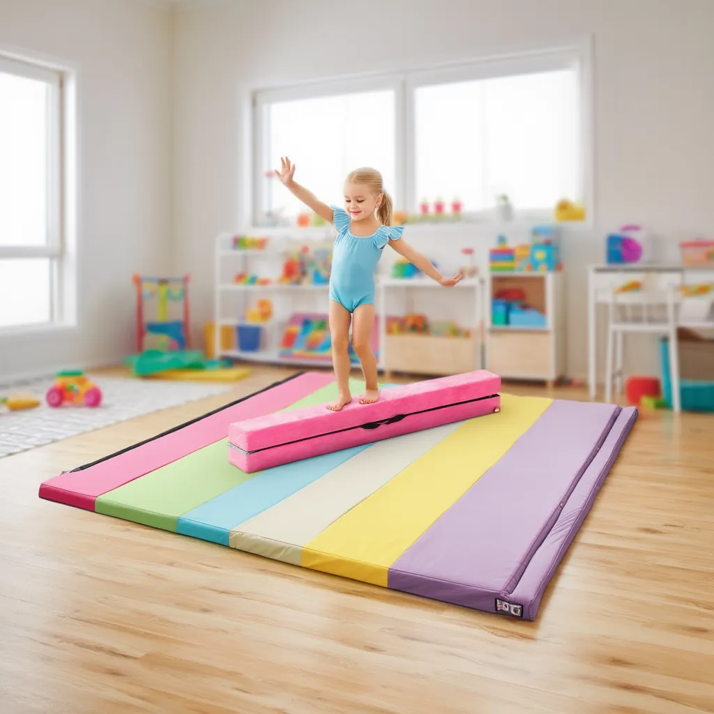 Yoga Set: Gymnastics Mat+Folding Gymnastics Balance Beam-Yoga & Gym Mats-DECOROLALA