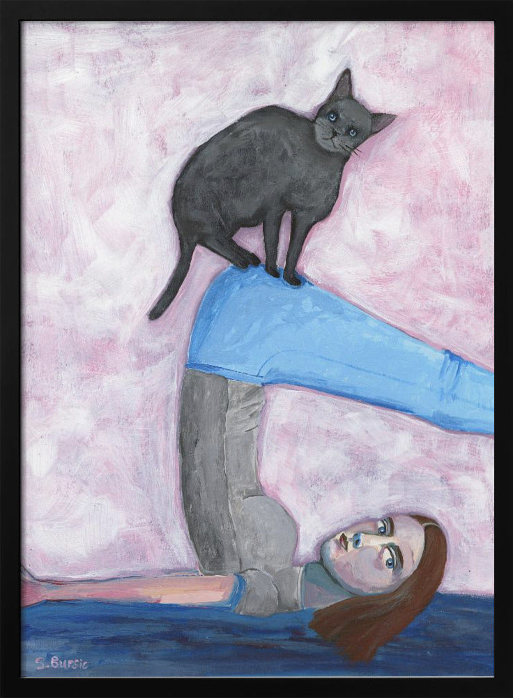 Yoga with my Cat Wall Art by Sharyn Bursic-Canvas Print-DECOROLALA