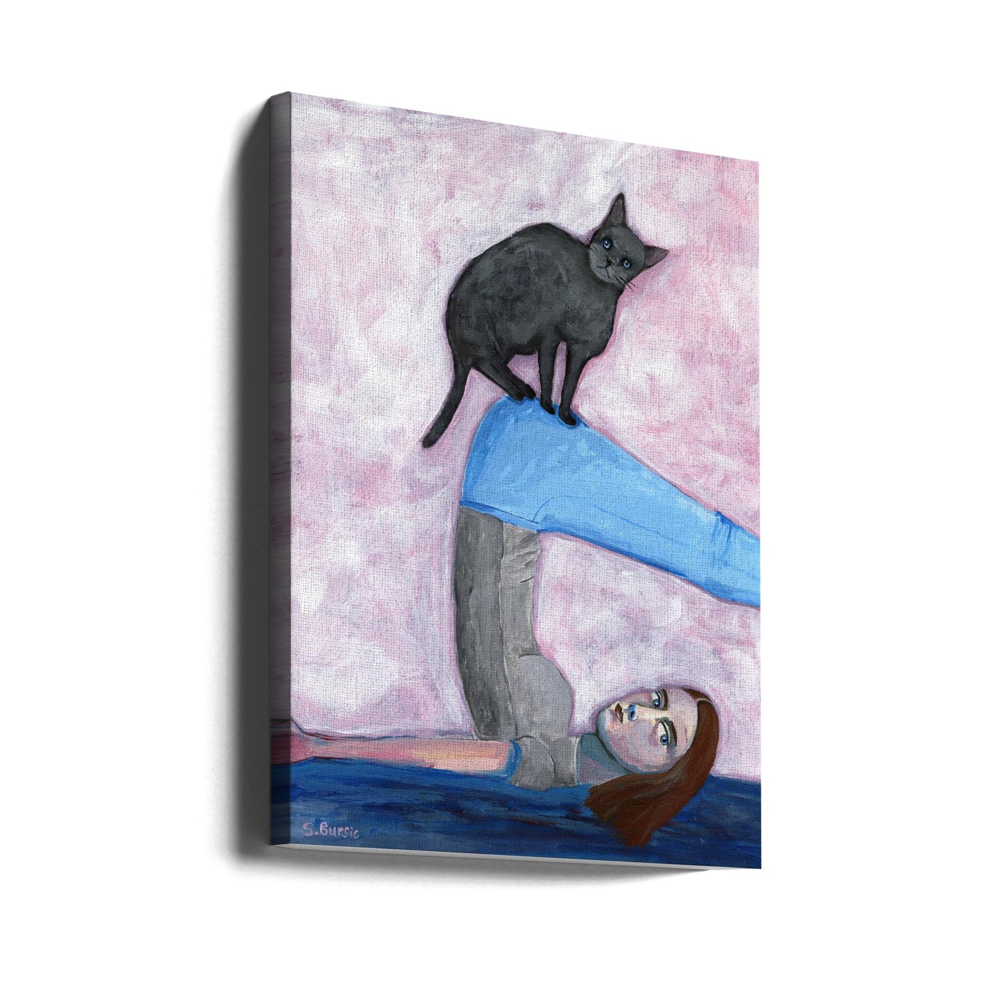 Yoga with my Cat Wall Art by Sharyn Bursic-Canvas Print-DECOROLALA