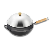 Yoshikawa Cook-Pal Ren 30cm Nitrided Carbon Steel Beijing Wok with Stainless Steel Lid Set-Cookware-DECOROLALA