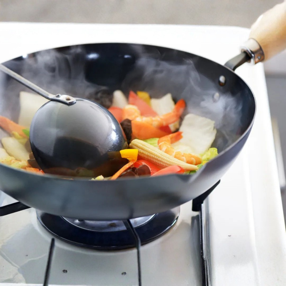 Yoshikawa Cook-Pal Ren 33cm Nitride Carbon Steel Wok – Made in Japan-wok-DECOROLALA