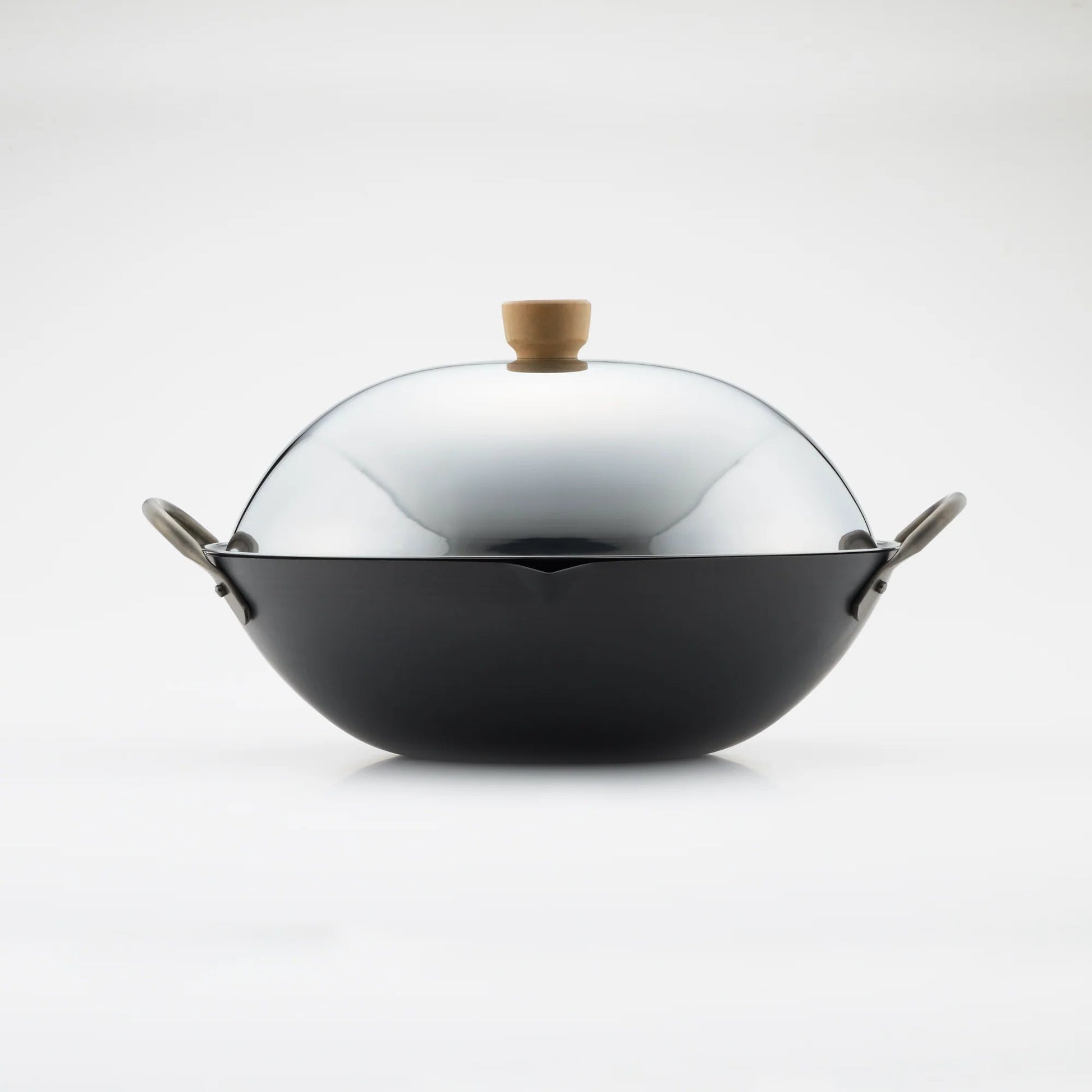 Yoshikawa Cook-Pal Ren 36cm Guangdong Wok with Stainless Steel Lid  Hand-Forged in Japan-Cookware-DECOROLALA