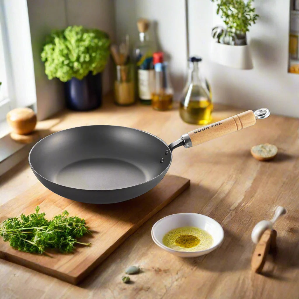 Yoshikawa Cook-Pal Ren Carbon Steel Frying Pan - 24cm Japanese-Fry Pan-DECOROLALA