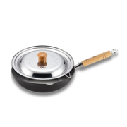 Yoshikawa Cook-Pal Ren Deep Carbon Steel Fry Pan 20cm with Yukihira Lid-0