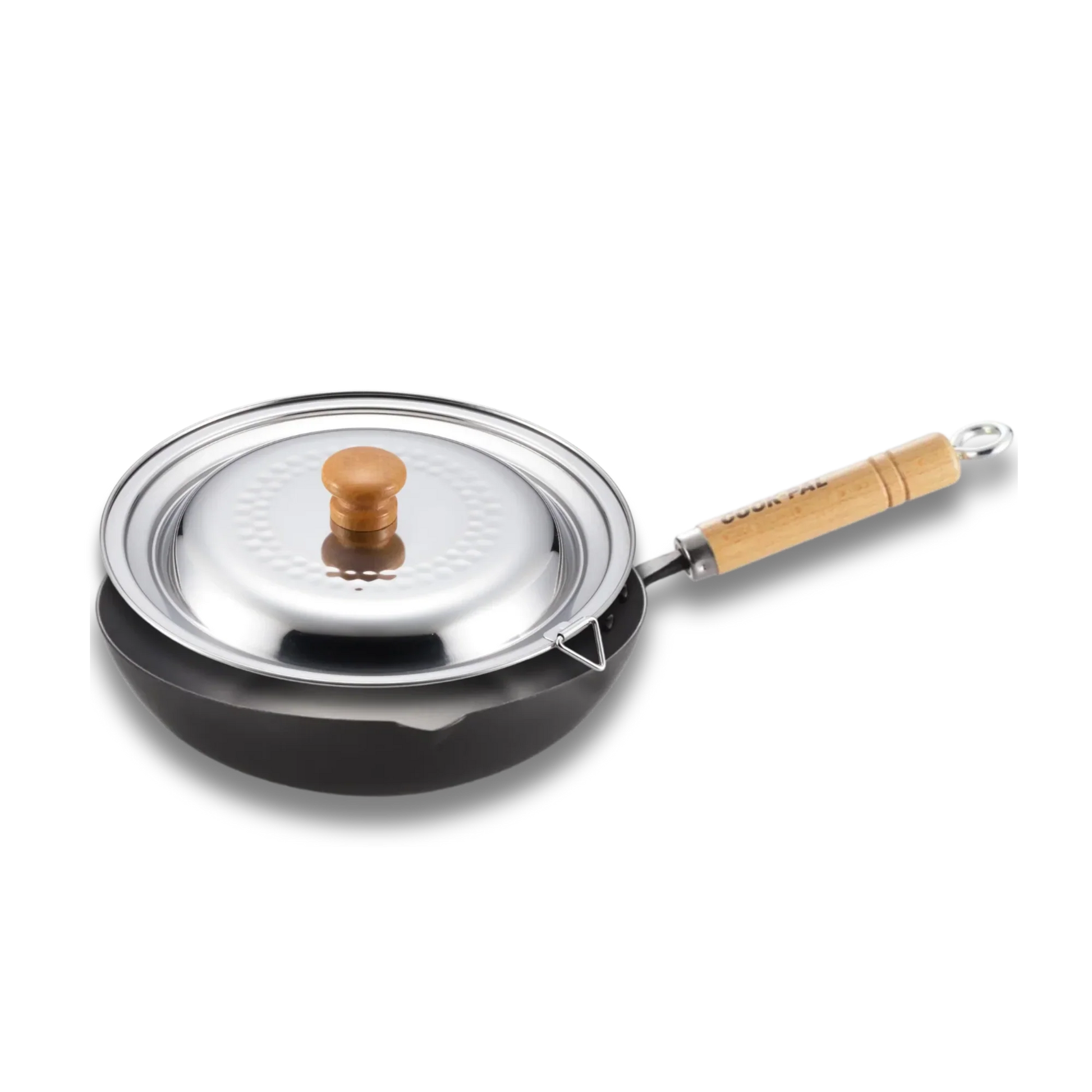 Yoshikawa Cook-Pal Ren Deep Carbon Steel Fry Pan 20cm with Yukihira Lid-0